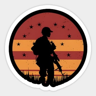 American Soldier Vintage Sunset Sticker